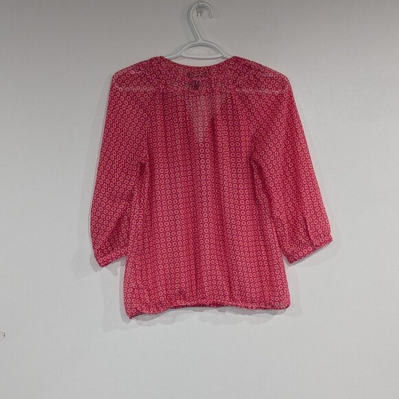 Gap Factory 3/4 Sleeve Sheer Peasant Blouse Pink Size XS - Picture 2 of 3